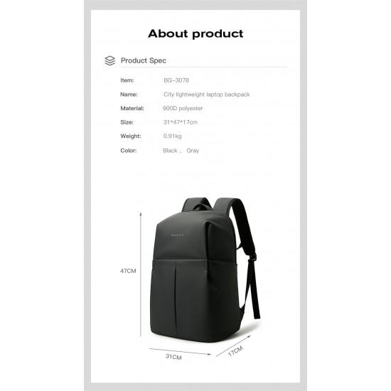 Bange® Επαγγελματικό Σακίδιο πλάτης 25LT 15,6'' 3078 Μαύρο