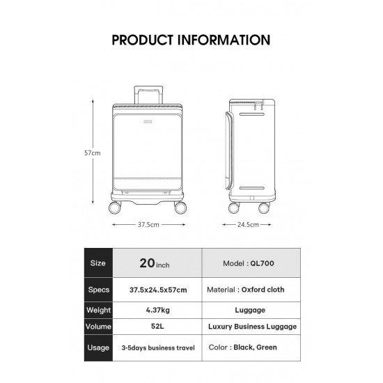 Bange® Βαλίτσα Καμπίνας Premium Collection 52LT QL700 Χακί 121770052