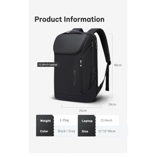 Bange® Σακίδιο πλάτης 24LT Laptop 15,6” 2517 Mαύρο