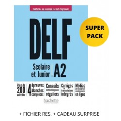 DELF SCOLAIRE & JUNIOR A2 SUPER PACK (+ FICHIER RES. + CADEAU SURPRISE) NOUVEAU FORMAT