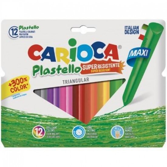 CARIOCA PLASTELLO MAXI ΤΡΙΓΩΝΙΚΕΣ ΚΗΡΟΜΠΟΓΙΕΣ (12 ΧΡΩΜΑΤΑ)