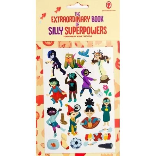 THE EXTRAORDINARY BOOK OF SILLY SUPERPOWERS TEMPORARY TATTOOS FOR KIDS ΠΡΟΣΩΡΙΝΑ ΤΑΤΟΥΑΖ ΓΙΑ ΠΑΙΔΙΑ