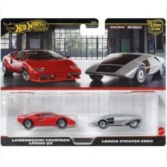 HOT WHEELS PREMIUΜ- ΣΕΤ ΤΩΝ 2: LAMBORGHINI COUNTACH LP5000QV LANCIA STRATOS ZERO HBL96 - JBL02