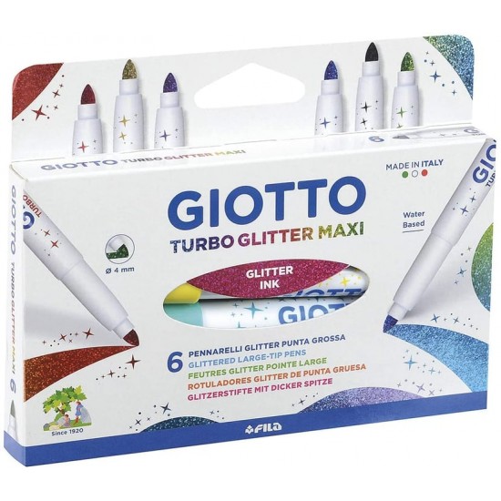 GIOTTO TURBO GLITTER MAXI ΜΑΡΚΑΔΟΡΟΙ (6 ΤΕΜ)