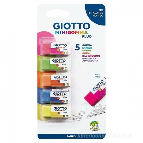 GIOTTO FLUO ERASER MINIGOMMA ΣΕΤ ΓΟΜΜΑ 5 ΤΕΜ ΣΕ BLISTER