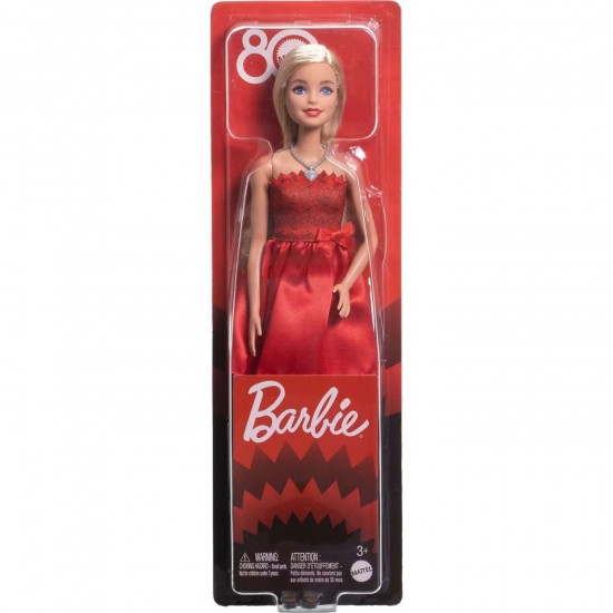 BARBIE 80ΧΡ: ΚΟΥΚΛΑ ΜΕ ΚΟΚΚΙΝΟ ΦΟΡΕΜΑ-JGD25