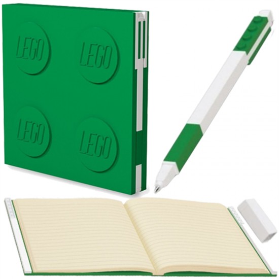 LEGO® ΤΕΤΡΑΔΙΟ ΠΟΥ ΚΛΕΙΔΩΝΕΙ ΜΕ GEL ΣΤΥΛΟ ΤΕΤΡΑΓΩΝΟ ΠΡΑΣΙΝΟ